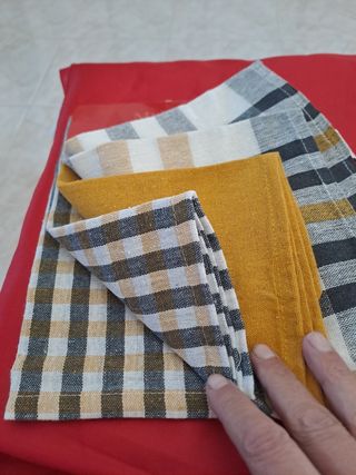 5 Asciugamani Cotone Cucina - Giallo Bianco