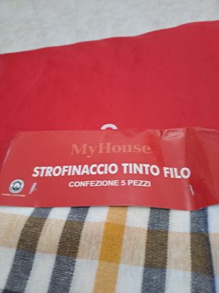 5 Asciugamani Cotone Cucina - Giallo Bianco