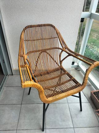 Silla jardín mimbre marrón