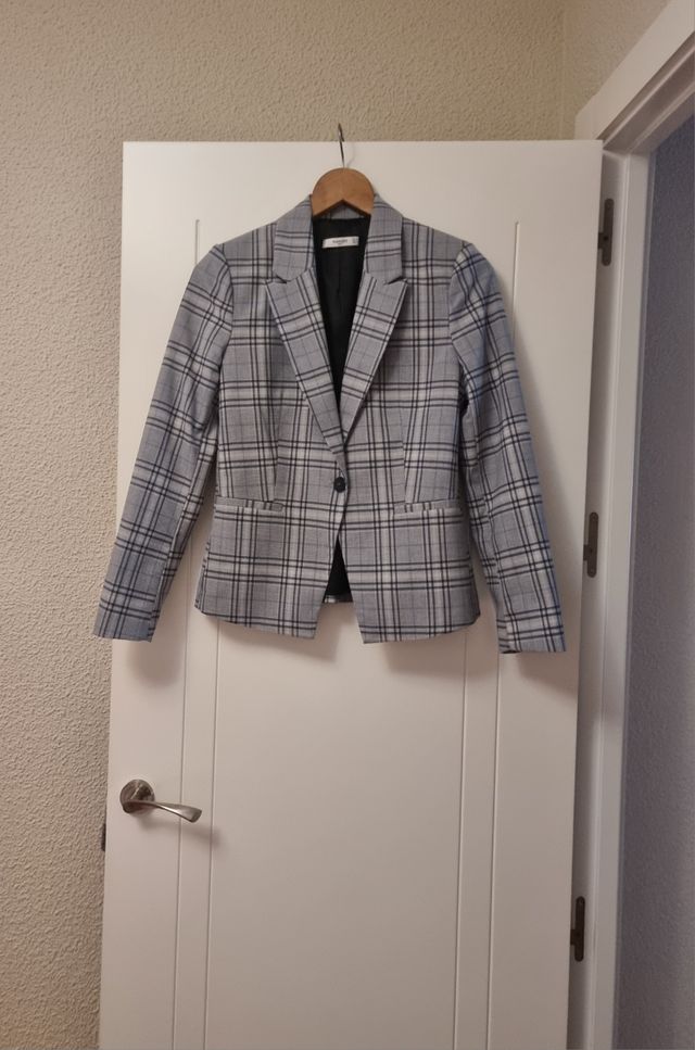 Blazer cuadros" Mango", azul-gris