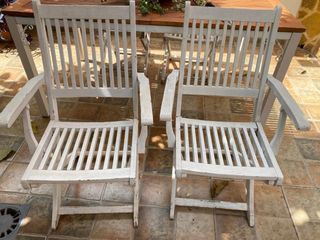 4 Sillas Plegables de Madera Blancas