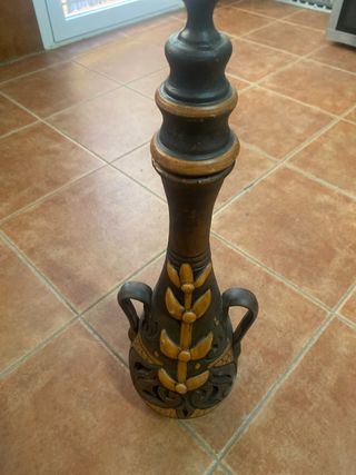 Jarrón decorativo - Cerámica marrón y dorado