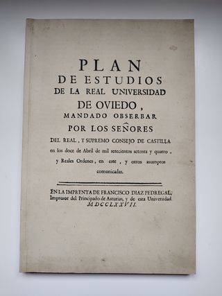 Plan de estudios de la real Universidad de Oviedo