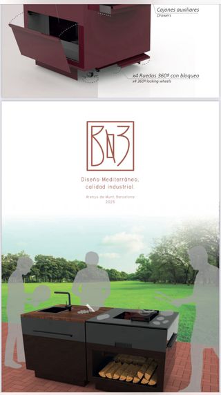 barbacoa , cocina exterior con ruedas personalizad