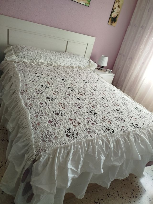 Colcha ganchillo algodón blanco