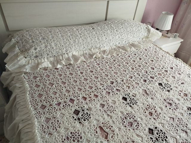 Colcha ganchillo algodón blanco