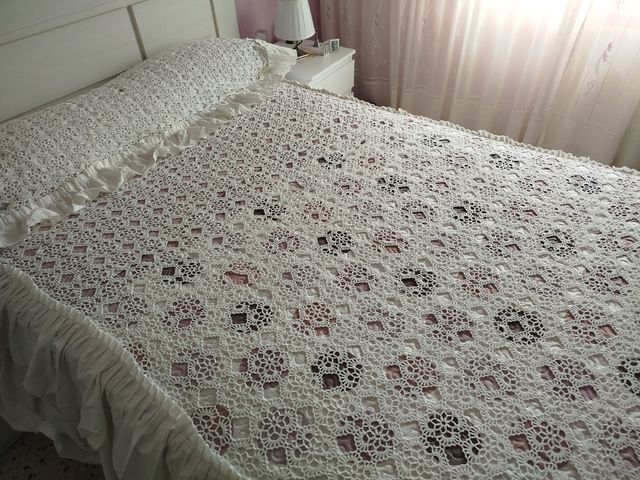 Colcha ganchillo algodón blanco