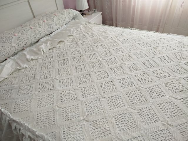 Colcha ganchillo algodón blanco