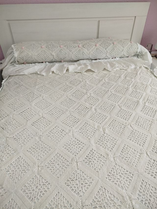 Colcha ganchillo algodón blanco