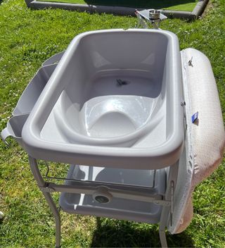 Bañera cambiador bebé gris plegable