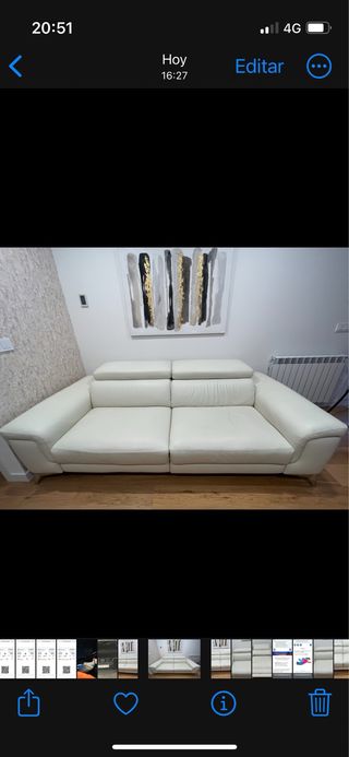 Sofá de cuero blanco Polo Divani