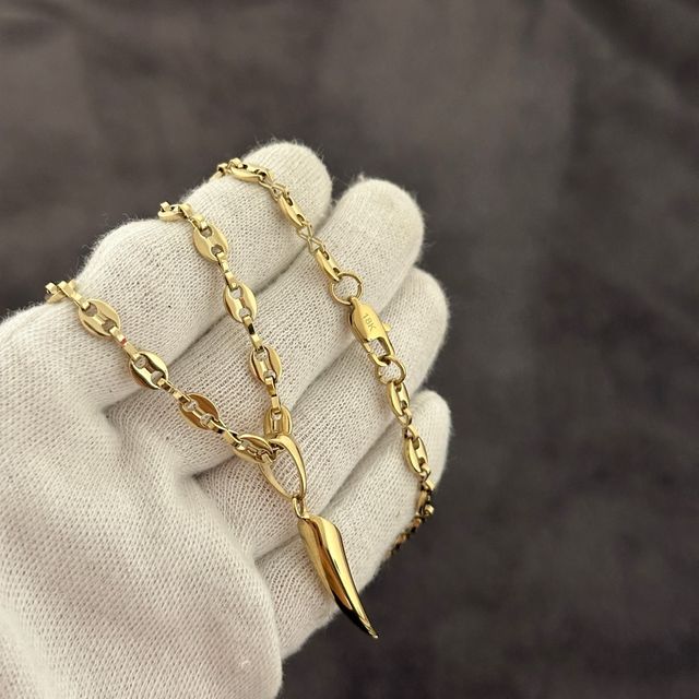 Cadena Ancla y Colgante oro laminado Hombre