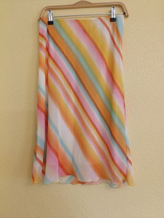 Falda midi multicolor rayas