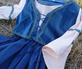Vestido medieval niña azul y rosa