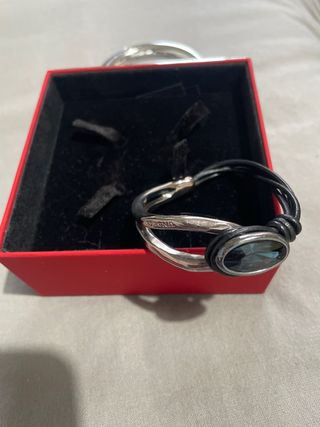 Pulsera Uno de 50 - Negra y Plata
