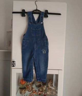 Salopette jeans + polo bimbo 9-12 mesi