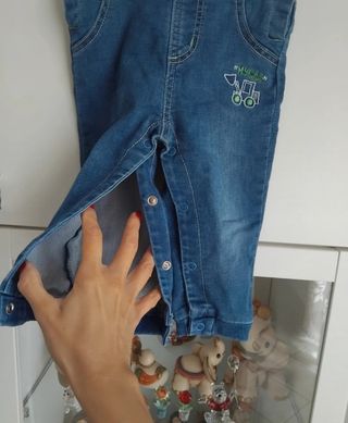Salopette jeans + polo bimbo 9-12 mesi