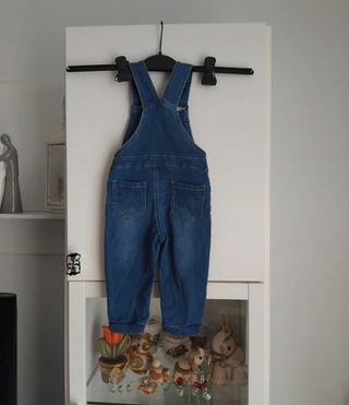 Salopette jeans + polo bimbo 9-12 mesi