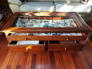 Mesa centro madera cristal vintage