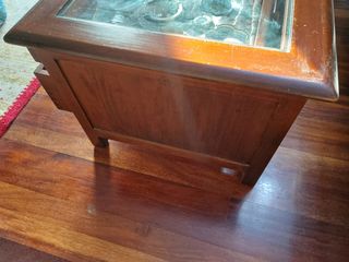 Mesa centro madera cristal vintage