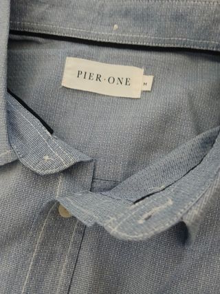 Camisa Bershka M - Azul Rayas y otra manga corta