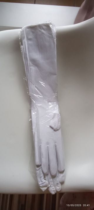 Guantes de novia , o ceremonia de  raso blanco 