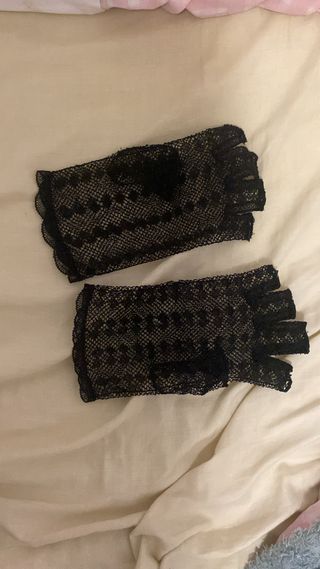 Guantes encaje de bolillos negro vintage