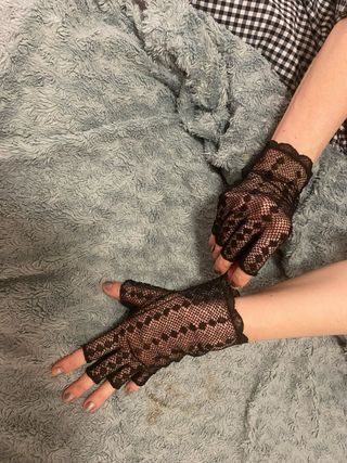 Guantes encaje de bolillos negro vintage