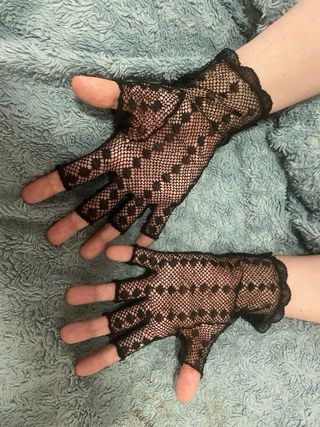 Guantes encaje de bolillos negro vintage
