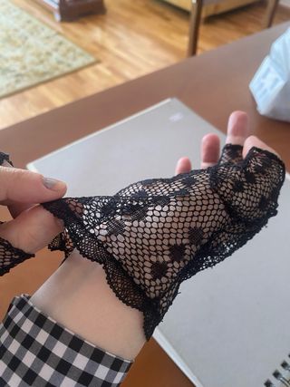 Guantes encaje de bolillos negro vintage