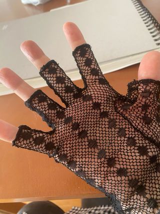 Guantes encaje de bolillos negro vintage