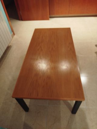 Mesa de centro madera roble maciza y hierro .