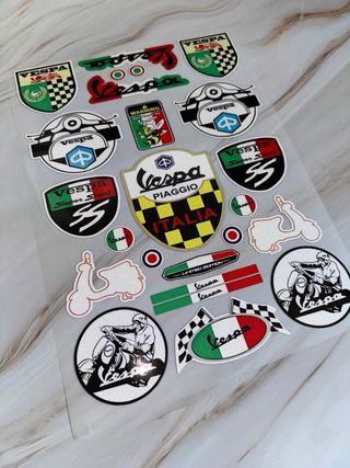 SET PEGATINAS VINILOS CARENADO VESPA MOTO ITALIA