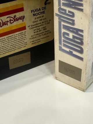 Fuga de Noche DISNEY VHS VIDEOCLUB CAJA GRANDE