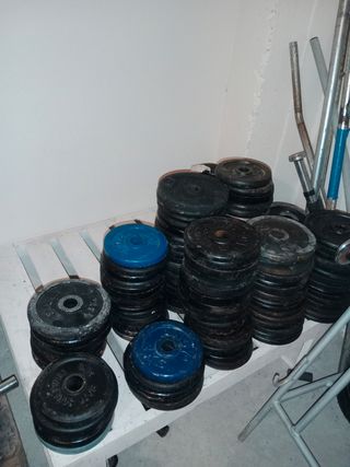 Discos de pesas y barras gym gimnasio 