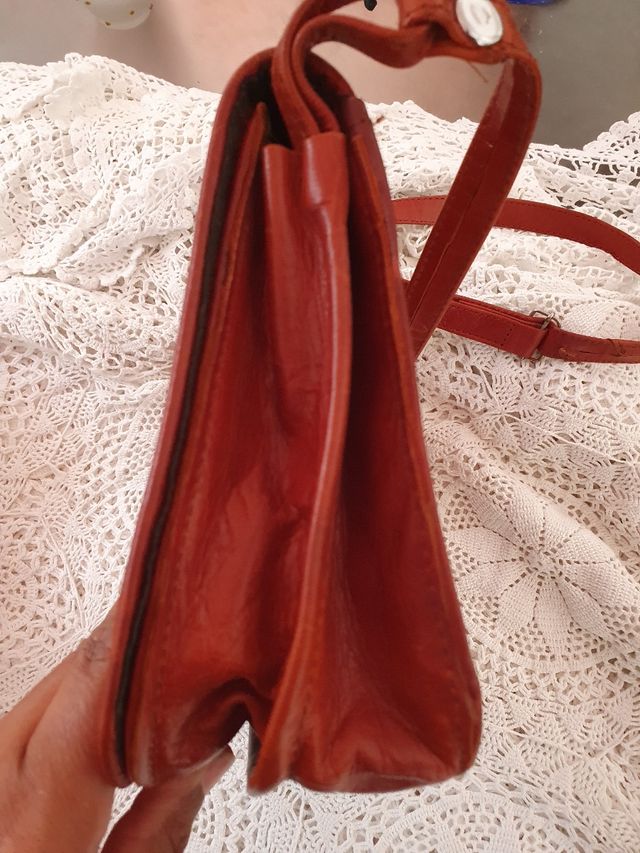 Bolso bandolera piel roja