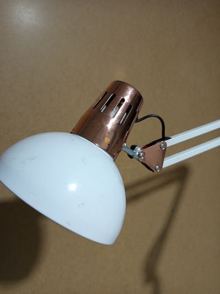 Lámpara flexo pie blanco-cobre