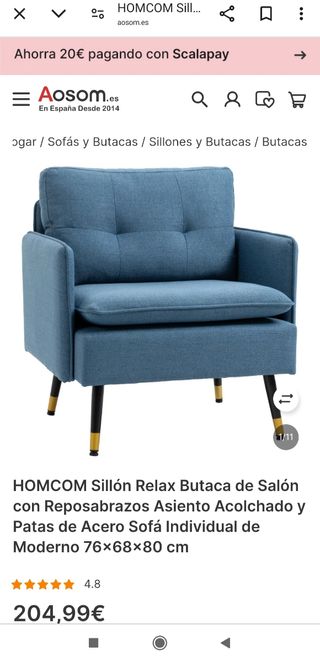 HOMCOM Sillón Relax Azul