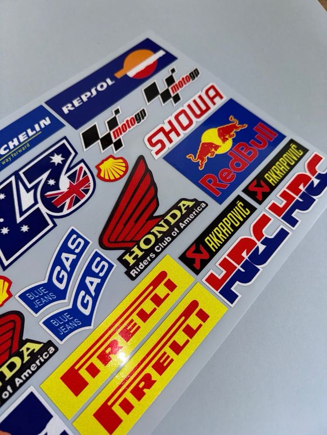 KIT PEGATINAS VINILO CASCO MOTO HONDA HRC RED BULL