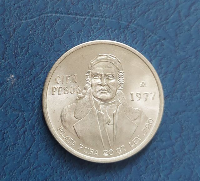 Moneda Plata 100 Pesos México 1977