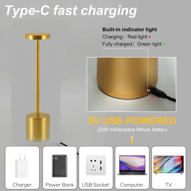 Lampada LED USB - Nero e Oro