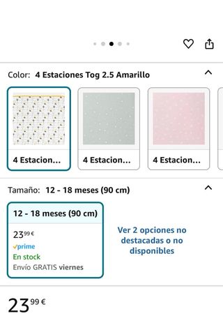 Saco dormir bebé 4 estaciones 90cm
12 a 18 meses