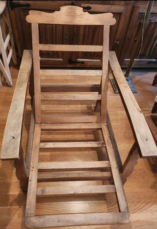 Sillón antiguo de madera - Tumbona