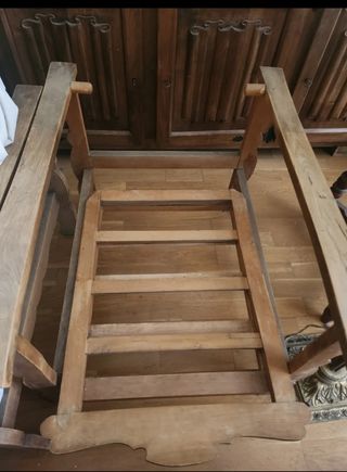 Sillón antiguo de madera - Tumbona