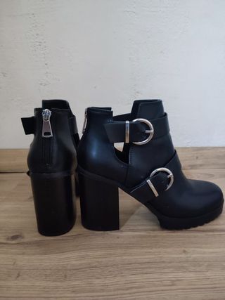 Botines Negros Plataforma Pull&Bear Talla 38