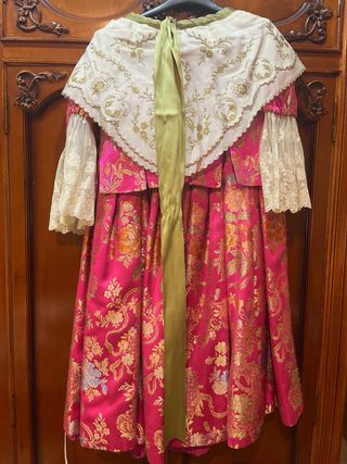 Traje Fallera niña: Rosa y Dorado