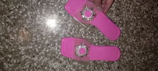 ciabatte rosa confetto con strass vera pelle tg 36
