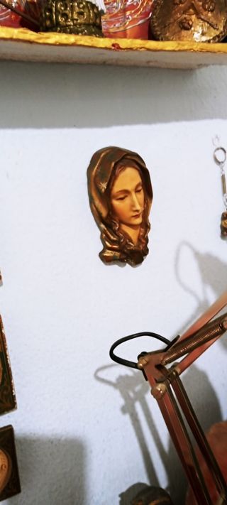 Lote 3 mini cuadros + espejo + busto Virgen