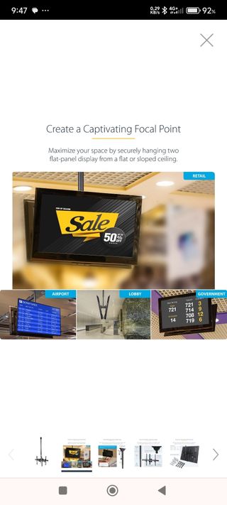 Soporte de techo para dos televisores:32a75 pulgad