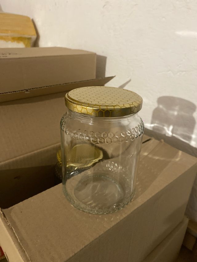 Barattolo vetro miele, tappo oro